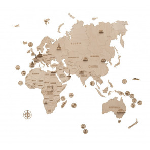 Деревянная карта мира XXL 200*120 см  - механический 3д пазл