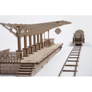 Модель «Перрон» (дополнение к локомотиву 460) UGears (196 деталей) - механический 3D пазл