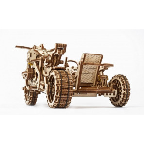 Мотоцикл Scrambler UGR-10 с коляской UGears (380 деталей) - механический 3D пазл