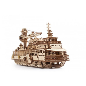 Научно-исследовательское судно UGears (575 деталей) - механический 3D пазл