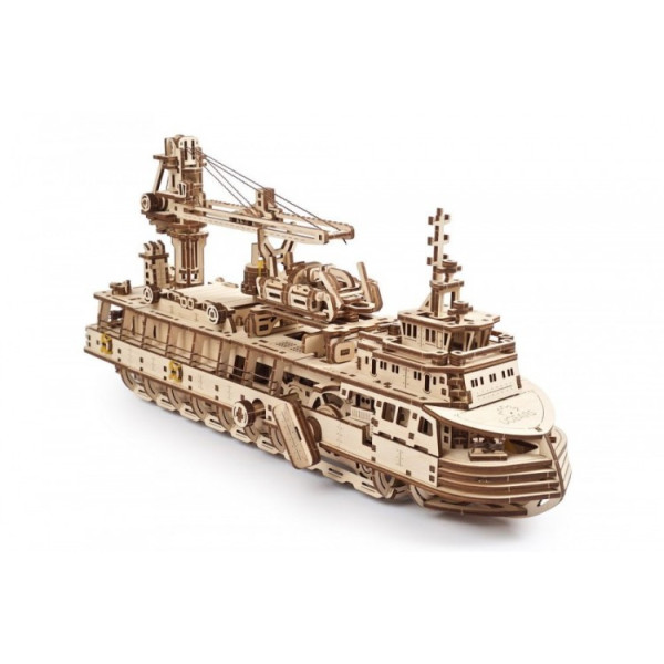 Научно-исследовательское судно UGears (575 деталей) - механический 3D пазл