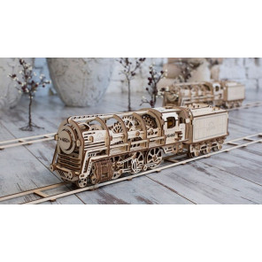 Поезд (локомотив) UGears 460 (443 деталей) - механический 3D пазл